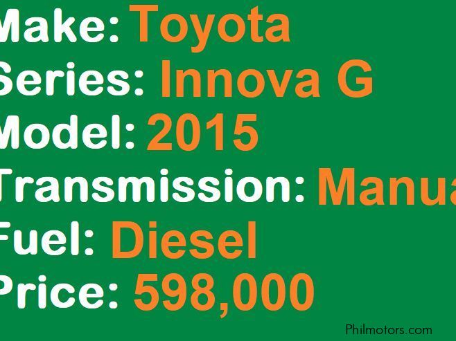Toyota Innova G Diesel MT Lucena City in Philippines