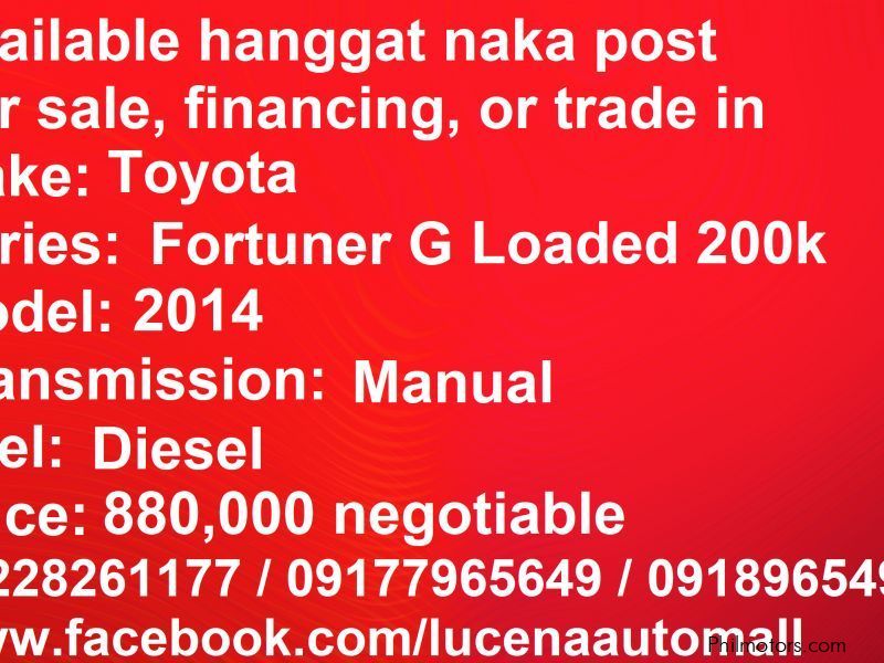 Toyota Fortuner G MT Diesel Lucena City in Philippines