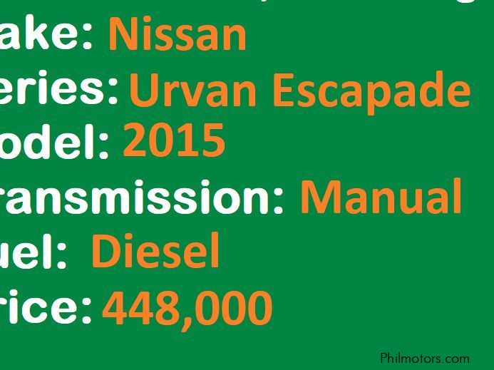 Nissan Urvan Escapade MT Van Lucena City in Philippines