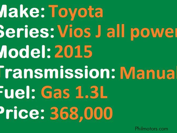 Toyota Vios J All power in Philippines