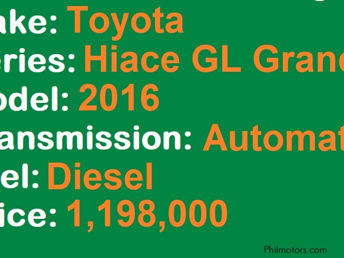 Toyota Hiace GL Grandia Automatic in Philippines