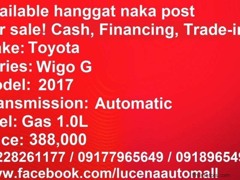 Toyota Wigo G Automatic Lucena City in Philippines