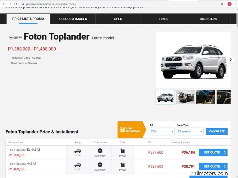 Foton Toplander in Philippines