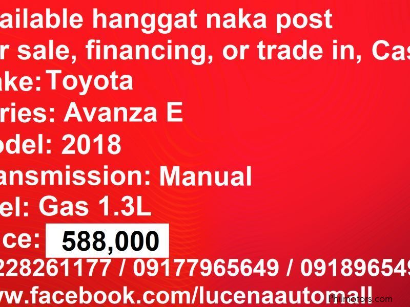 Toyota Avanza E manual Lucena City in Philippines