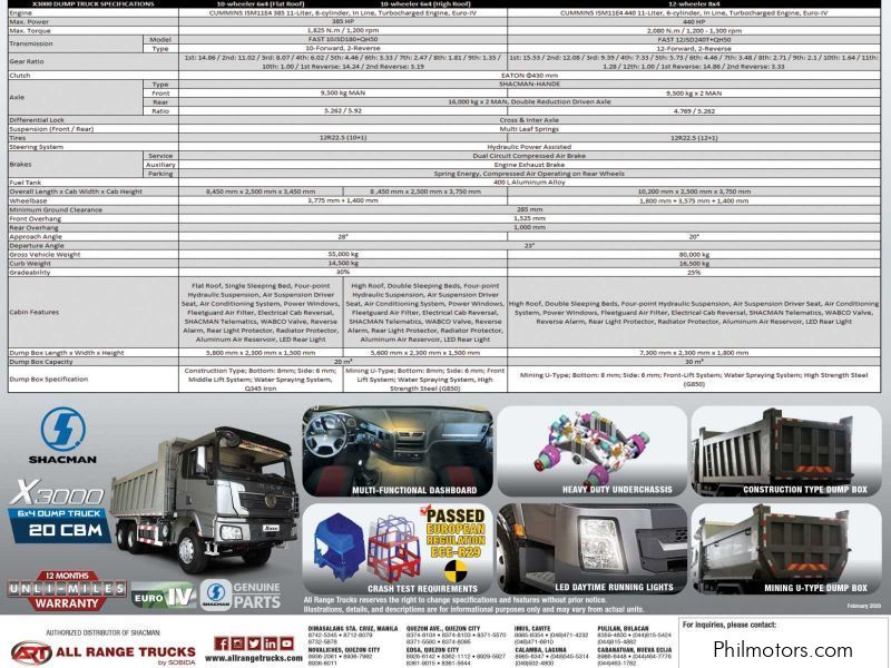 Shacman  X3000 6x4 Dump Truck Tipper Construction in Philippines