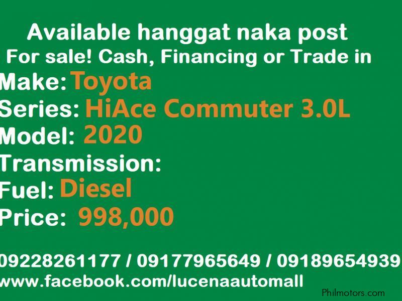 Toyota Hiace Commuter Van 3.0L Lucena City in Philippines
